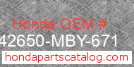 Honda 42650-MBY-671 genuine part number image