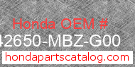 Honda 42650-MBZ-G00 genuine part number image