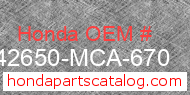 Honda 42650-MCA-670 genuine part number image