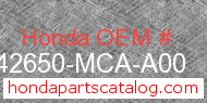 Honda 42650-MCA-A00 genuine part number image
