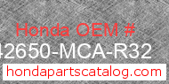 Honda 42650-MCA-R32 genuine part number image