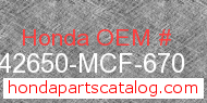Honda 42650-MCF-670 genuine part number image