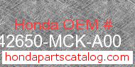 Honda 42650-MCK-A00 genuine part number image