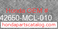 Honda 42650-MCL-010 genuine part number image