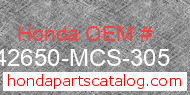 Honda 42650-MCS-305 genuine part number image