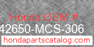 Honda 42650-MCS-306 genuine part number image