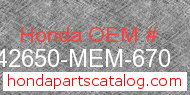 Honda 42650-MEM-670 genuine part number image