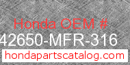 Honda 42650-MFR-316 genuine part number image