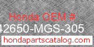 Honda 42650-MGS-305 genuine part number image