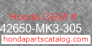 Honda 42650-MK3-305 genuine part number image