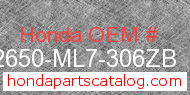 Honda 42650-ML7-306ZB genuine part number image