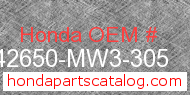Honda 42650-MW3-305 genuine part number image