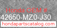 Honda 42650-MZ0-J30 genuine part number image