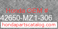 Honda 42650-MZ1-306 genuine part number image