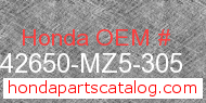 Honda 42650-MZ5-305 genuine part number image