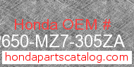 Honda 42650-MZ7-305ZA genuine part number image