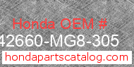 Honda 42660-MG8-305 genuine part number image