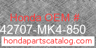 Honda 42707-MK4-850 genuine part number image