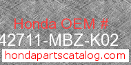 Honda 42711-MBZ-K02 genuine part number image