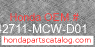 Honda 42711-MCW-D01 genuine part number image