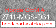 Honda 42711-MGS-D31 genuine part number image
