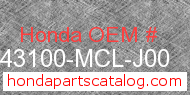 Honda 43100-MCL-J00 genuine part number image