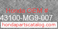 Honda 43100-MG9-007 genuine part number image