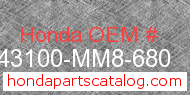 Honda 43100-MM8-680 genuine part number image