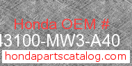 Honda 43100-MW3-A40 genuine part number image