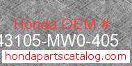 Honda 43105-MW0-405 genuine part number image