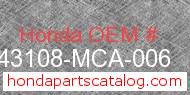 Honda 43108-MCA-006 genuine part number image