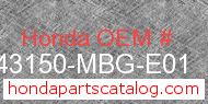 Honda 43150-MBG-E01 genuine part number image