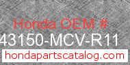 Honda 43150-MCV-R11 genuine part number image