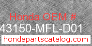 Honda 43150-MFL-D01 genuine part number image