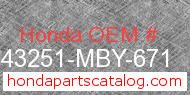 Honda 43251-MBY-671 genuine part number image