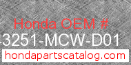 Honda 43251-MCW-D01 genuine part number image