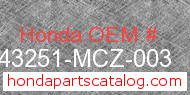 Honda 43251-MCZ-003 genuine part number image
