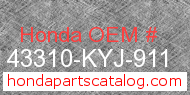 Honda 43310-KYJ-911 genuine part number image