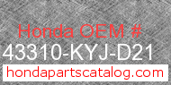 Honda 43310-KYJ-D21 genuine part number image