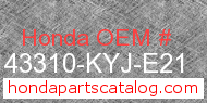 Honda 43310-KYJ-E21 genuine part number image