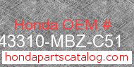 Honda 43310-MBZ-C51 genuine part number image
