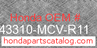Honda 43310-MCV-R11 genuine part number image