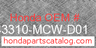 Honda 43310-MCW-D01 genuine part number image