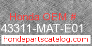 Honda 43311-MAT-E01 genuine part number image