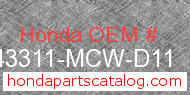 Honda 43311-MCW-D11 genuine part number image