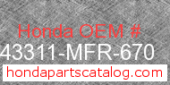 Honda 43311-MFR-670 genuine part number image