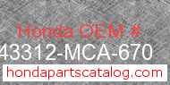 Honda 43312-MCA-670 genuine part number image