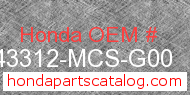 Honda 43312-MCS-G00 genuine part number image
