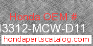 Honda 43312-MCW-D11 genuine part number image