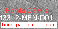 Honda 43312-MFN-D01 genuine part number image